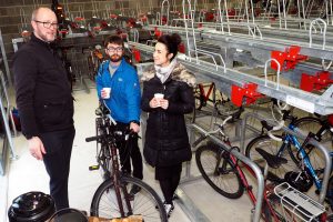 Darren showing colleagues around the new Cycle Hub