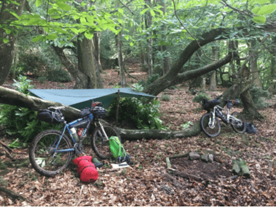 A typical bikepacking shelter set up 